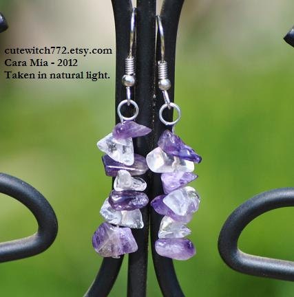 Crown Chakra Enlightenment Amethyst and Clear Quartz Earrings
