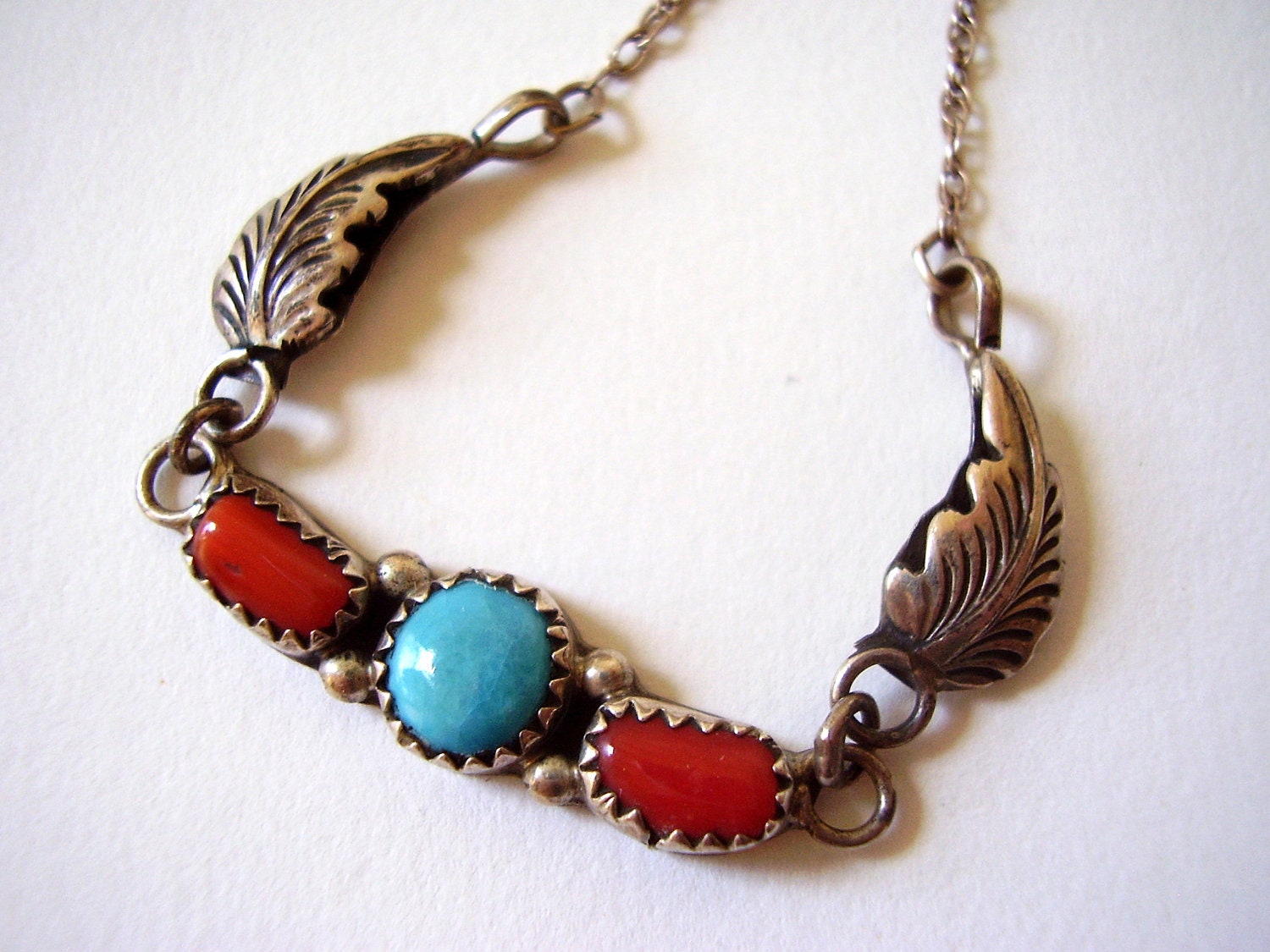 Vintage Jewelry Rita and Richard Begay Sterling Turquoise and Coral Navajo Native American