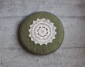 Chic Lace Doily Green Wool Felt Vintage Embroidery Hoop  Wall Decor