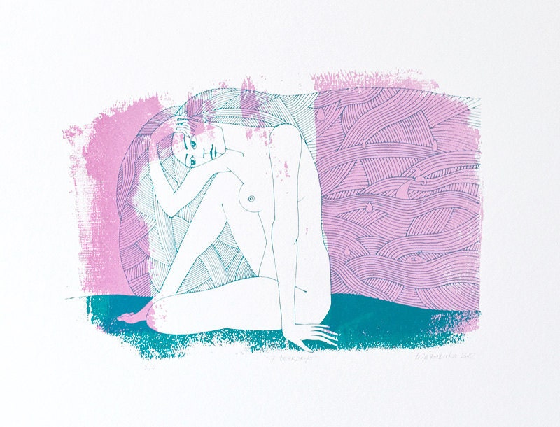 Seven Teardrops by the Sea / screenprint