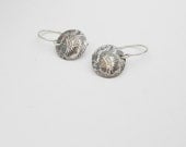 Fine Silver Earrings, Metal Clay, PMC, Flowers, Antiqued, Sensitive Ears, Made to Order