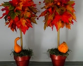 SET OF 2 - Fall Topiaries - Fall Centerpiece - Fall Decoration - Fall Wedding Centerpiece - Floral Arrangement - Table Decor - Mantle Decor