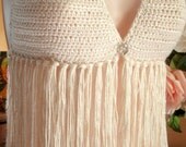 Handmade Crochet Crop Top  Sexy Halter With Fringe-Hippie Style-Bohemian-Summer-Tank Top-Crocheted Bikini-Vintage Style Crochet