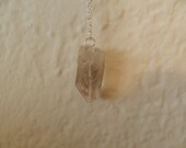 Rough Clear Quartz Point Bead Pendant Necklace on Silver Chain