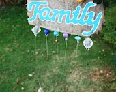 FAMILY Wind Chime with shells, driftwood, glass beads, vintage golden bell & vintage skeleton key (Made to Order)