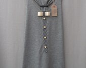 Women's Button Panel Top Handmade Grey Organic Cotton Vest Tank Top