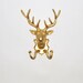 White Faux Taxidermy - Gold Cast Iron Deer Head Wall Hanging w/Hook - Chic and Trendy Home Decor