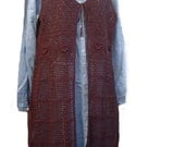 Boho Crochet Vest, Brown Crochet Vest, Long Crochet Vest, Hippie,Cotton Vest, Maxi Vest, Gift for Her, Crochet Flowers, Fall Winter Fashion