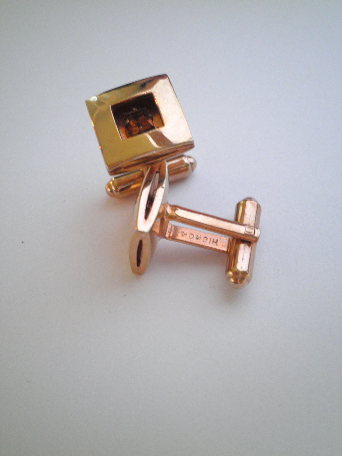 Vintage 'Hickock' Signed Gold Tone Gemstone Cufflinks.