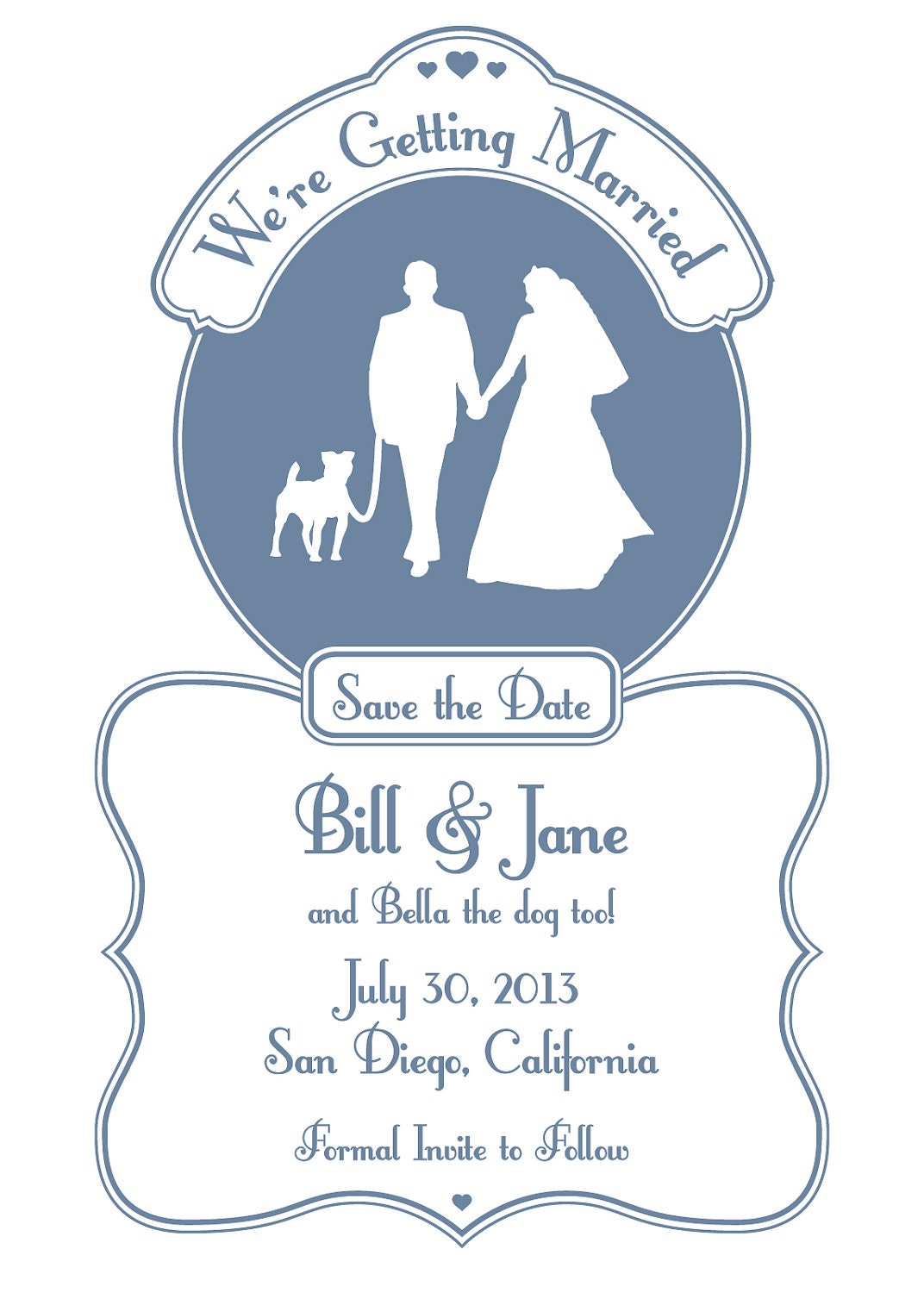 Wedding Save the Date Card with Dog - Printable Wedding Announcement Custom Template