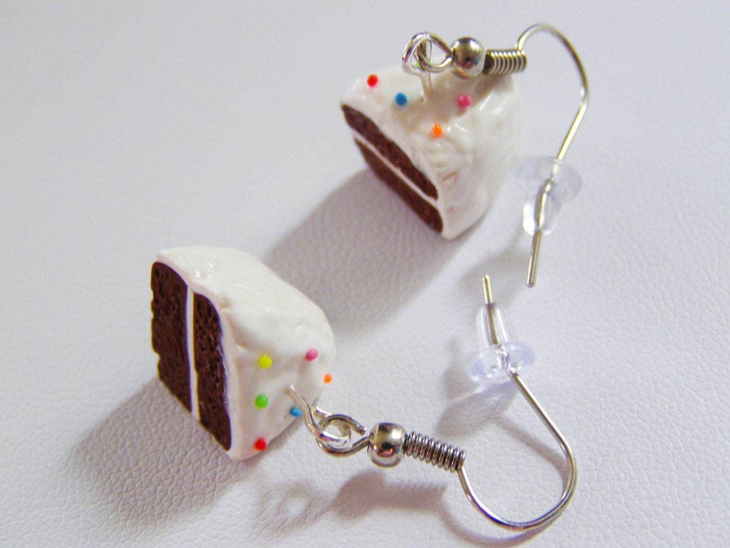 Chocolate cake earrings - food jewelry