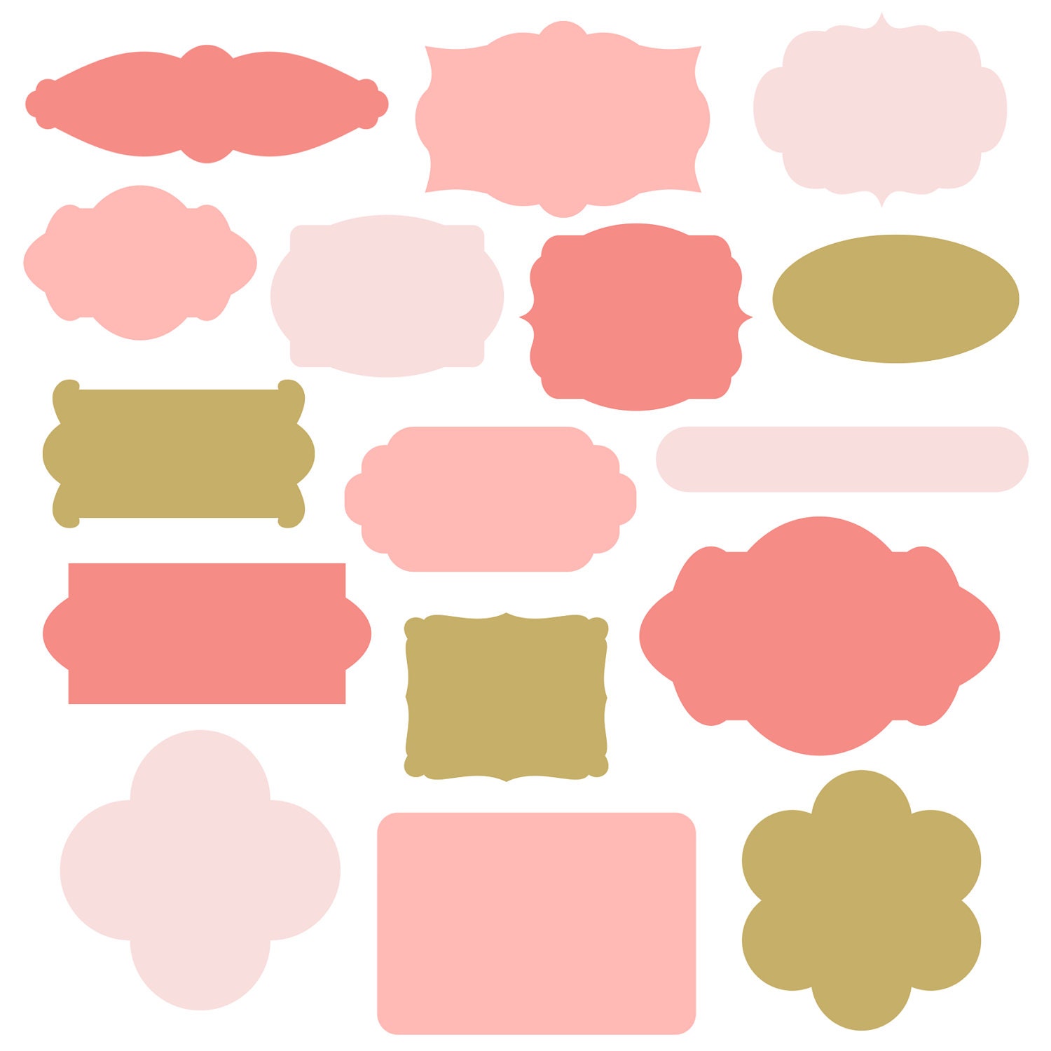 Digital Labels // Pink Brown // Printable Labels // Card Making Supplies // png files // 300 DPI // Instant Download Il_570xn