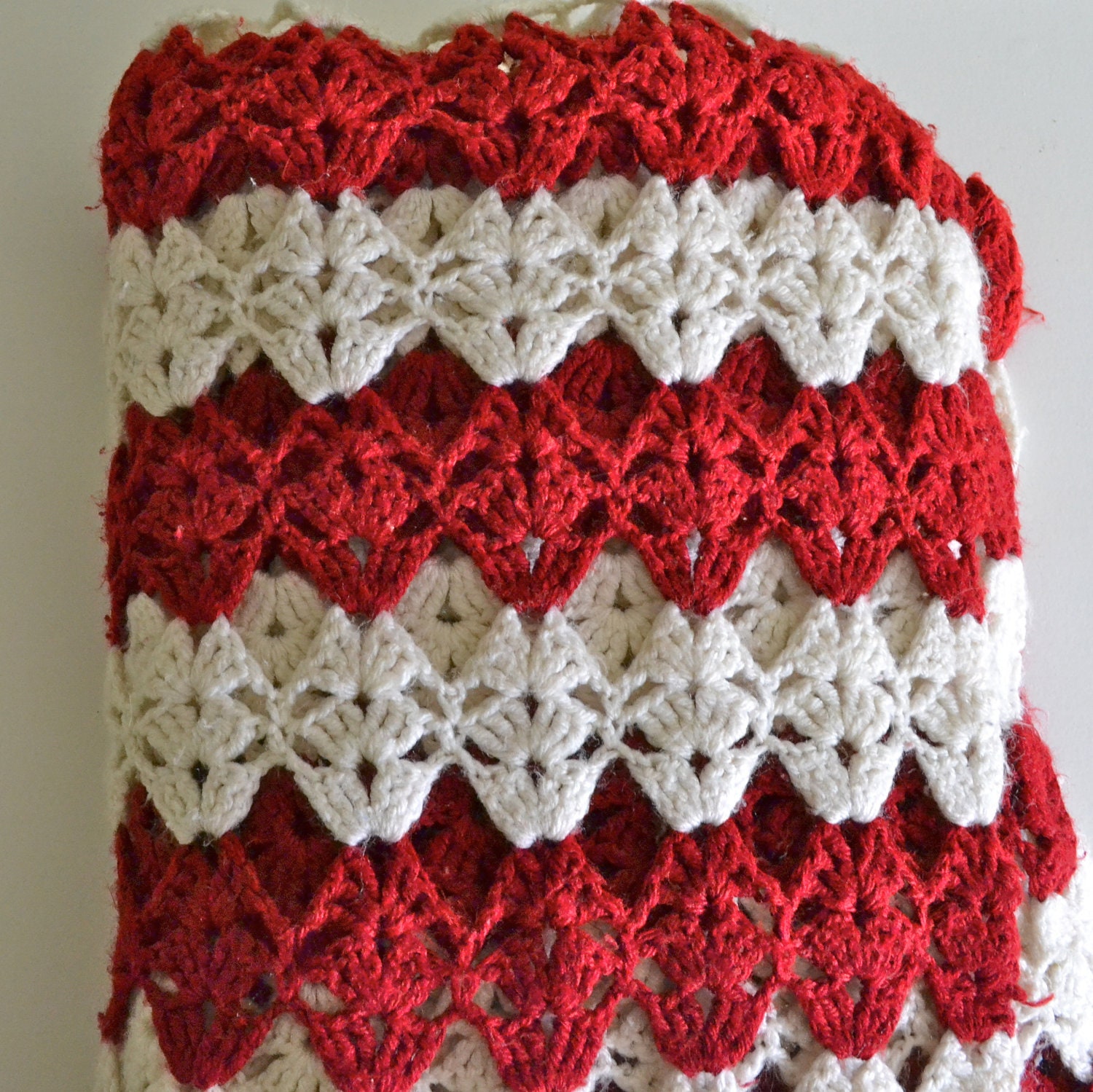 Christmas Crochet Afghan Handmade Vintage by