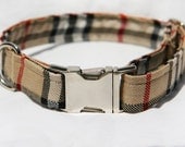Black, Red and Tan Plaid Burberry Inspired Dog Collar