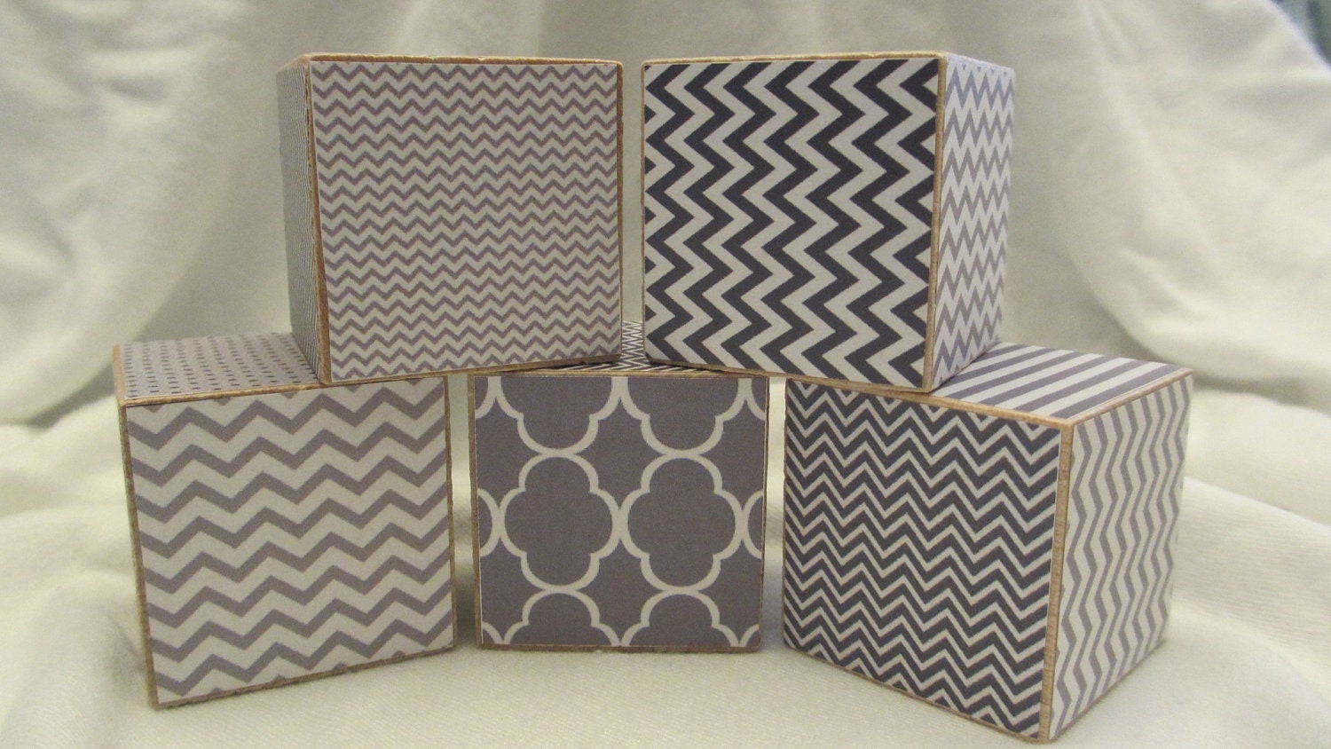 Grey Chevron  Wood Blocks Modern Gender Neutral Nursery Room Decor Baby Shower Decoration Birthday Party Toddler Building Toys Set of 5