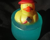 Fireman Rubber Ducky embedded toy soap by Lavish Handcrafted