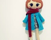 Hazel, retro cute felt softie doll - FREE SHIPPING