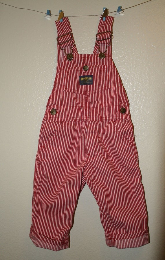 VALENTINE'S SALE Vintage Oshkosh Red Striped Overalls/ by DittLys