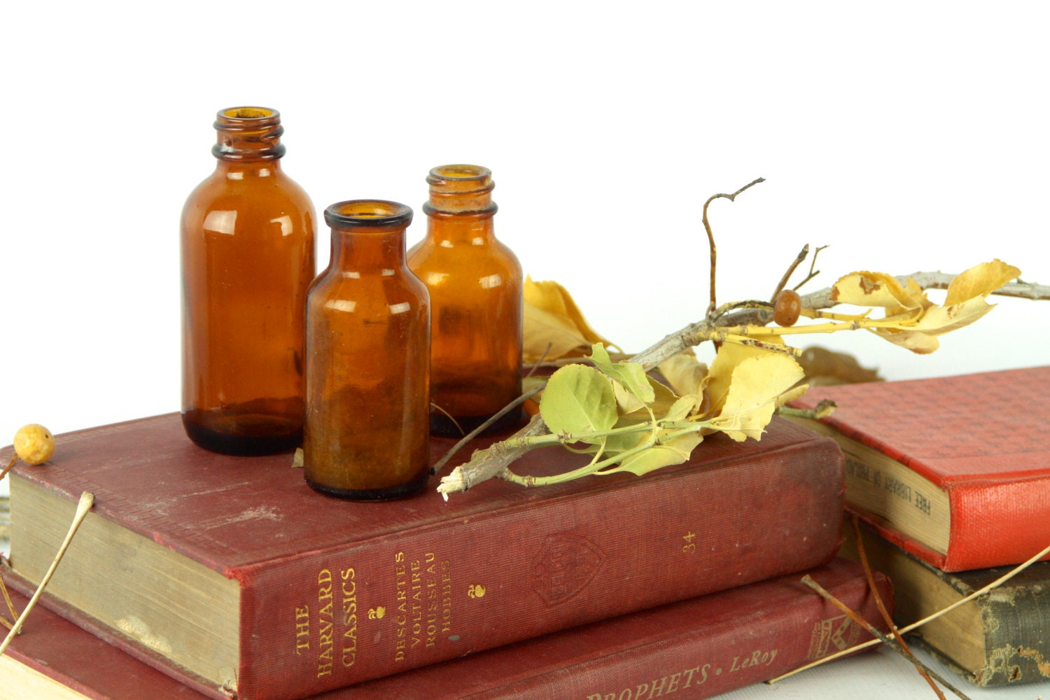 Vintage Amber Bottles // Medicine Bottle Collection // Set of 3