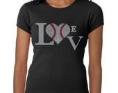 Baseball LOVE Women's Rhinestone T-Shirt