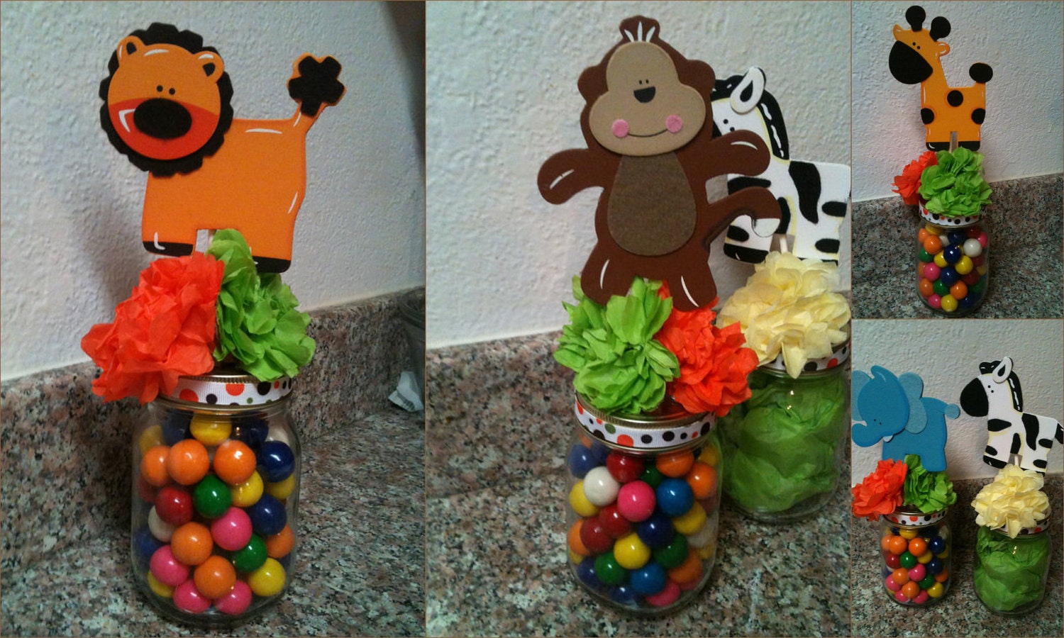 Jungle Safari Jar Centerpieces for Baby Shower Birthday Party Decoration set of 5 fill with candy Il_170x135