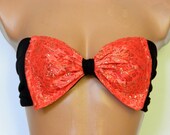 Lace Bow orange,swimwear bandeau bikini bandeau swimsuit bikini bra strapless spandex bandeau top women's fashion