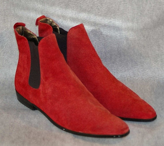 dark red flat boots