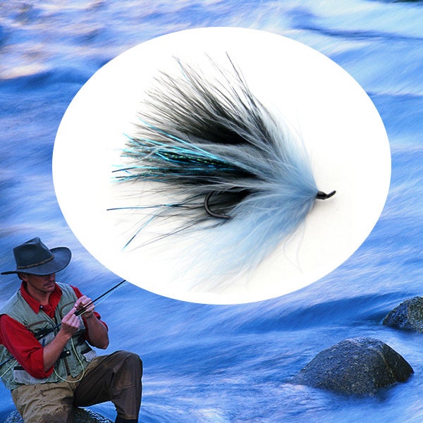 Blue Moon Marabou Alaska Salmon Steelhead Trout Streamer Fly 3 Flies Size 2 Tied on TMC Hooks