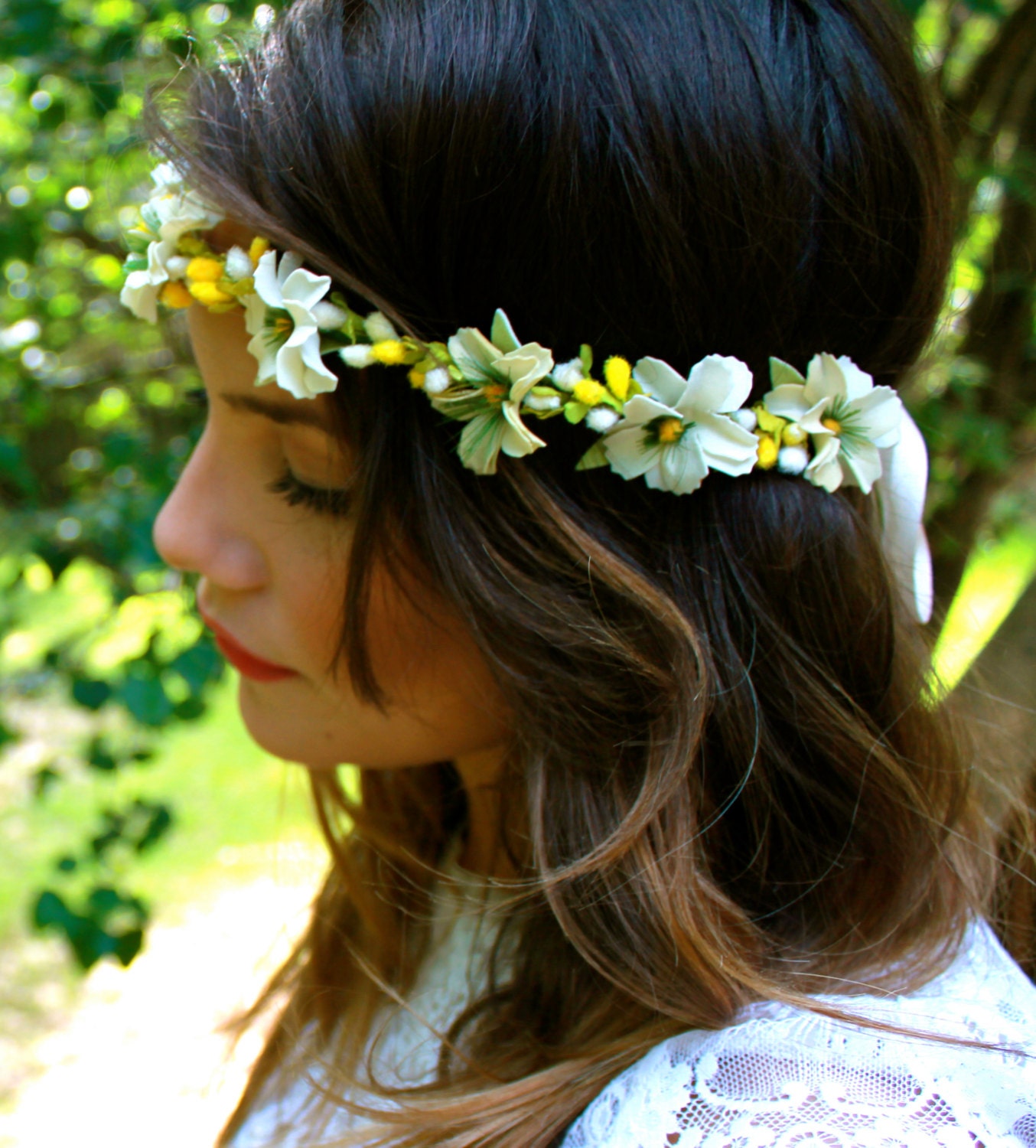 Cream & Yellow Flower Headband, Flower Crown, Festival Wear, EDC, Coachella, Bonnaroo, Boho, Hippie Flower Crown, First Communion