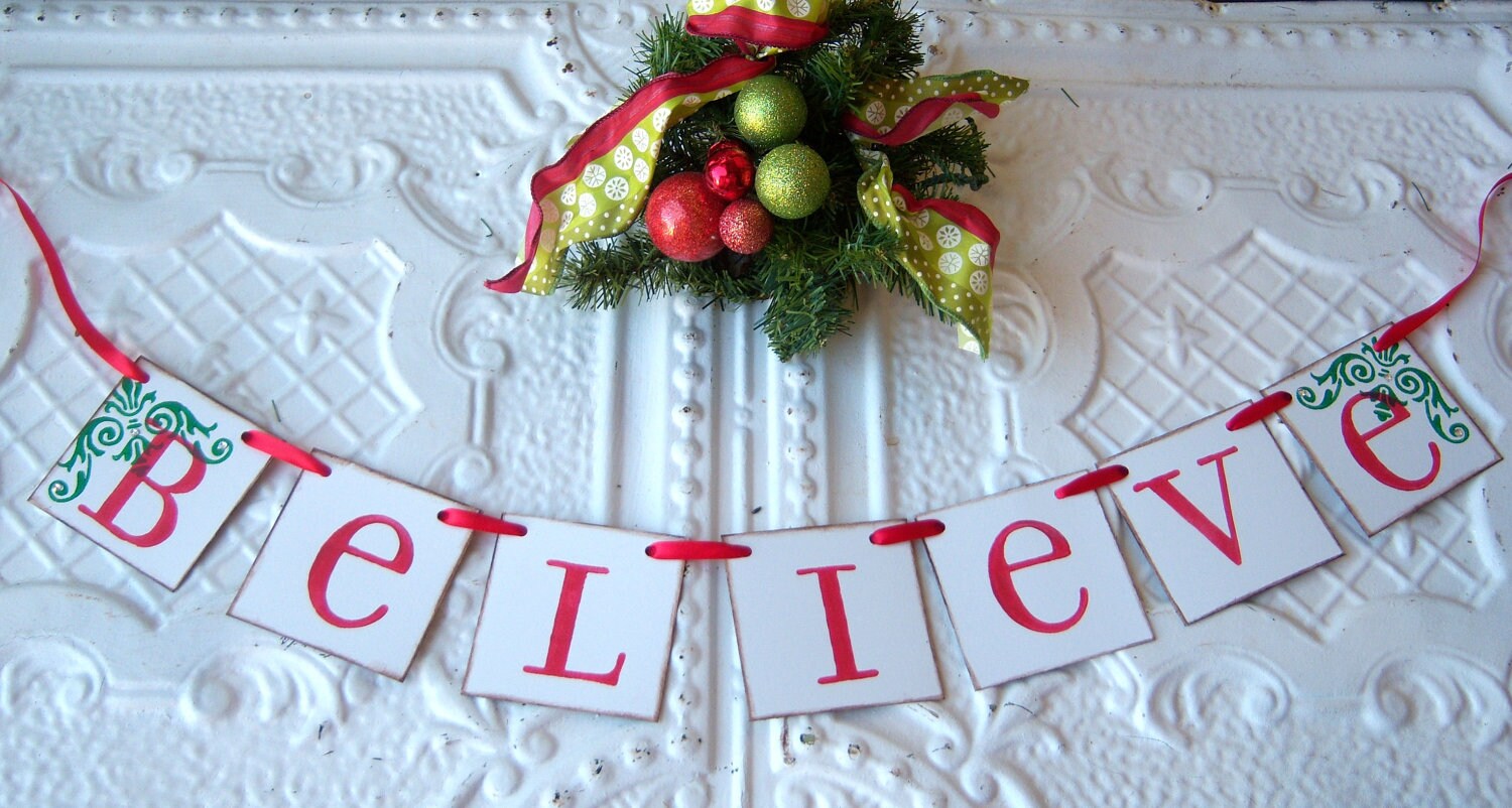 items similar to christmas garland believe banner items similar to christmas garland believe banner