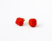 red geo earrings