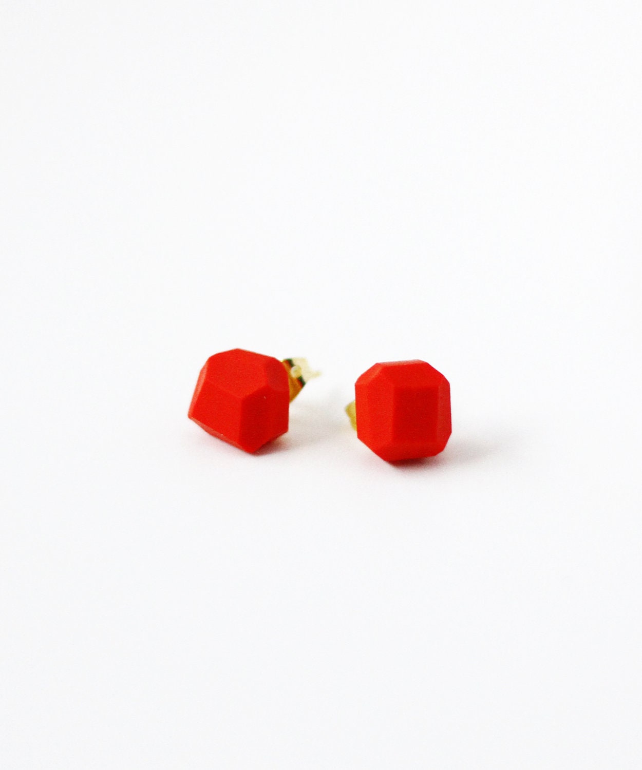 red geo earrings