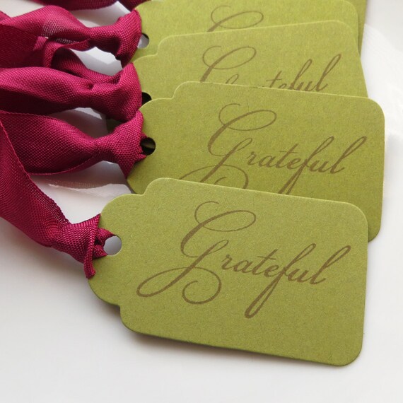 Grateful Thanksgiving Tags - Set of 6 - Custom Colors Available - Thanksgiving Party Favor Tags Table Decor Il_570xn