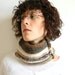 Knitted Cowl Neckwarmer - Unisex - Brown, Beige, White - Buttons
