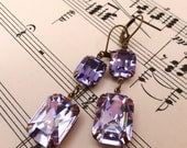 Vintage Violet Tanzanite Pale Purple Alexandrite Earrings Prom  Wedding Retro Swarovski Crystal Elizabeth Estate Jewels