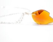 Brown Leaf Necklace, Swarovski Crystal Pendant, Leaves Harvest Jewelry Fall Fashion, Autumn Sterling Silver Wire Wrapped Under 30