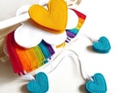 Make a Rainbow - Felt Weather Bunting - Rainbow, Sunshine Hearts & Rain Cloud - Room Decor for Children / Party Decoration