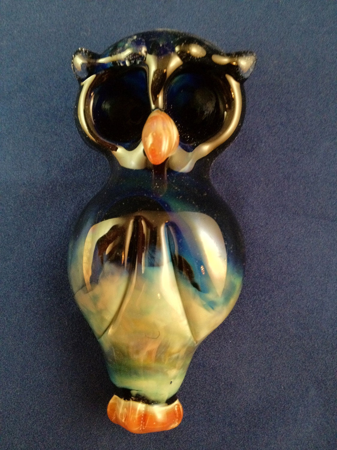 Black Owl Hand Blown Glass Pipe