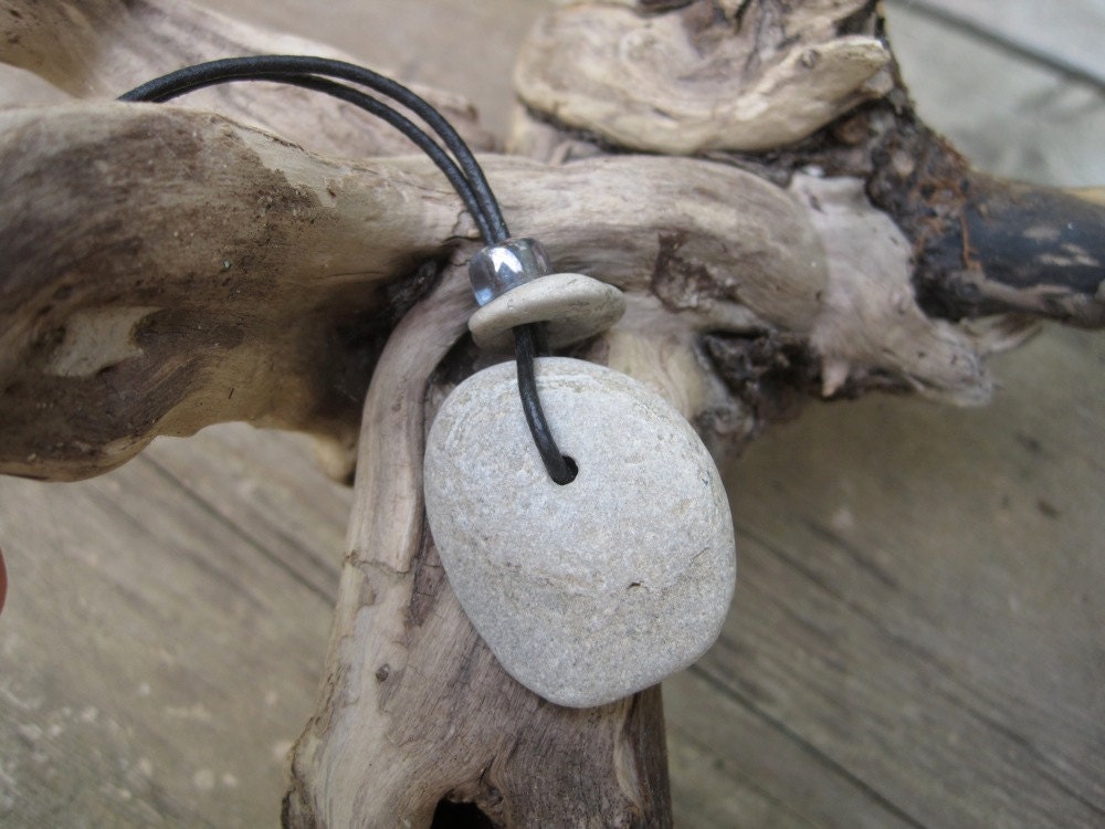 Eco Friendly Necklace - Unique Natural Beach Jewelry - Fossil Pendant - Odin Stones -  Lake Winnipeg Stone Necklace- Protective Stone