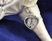 Wedding Bouquet Charm, Bridal keepsake, Heart, Personalized, custom photo or image