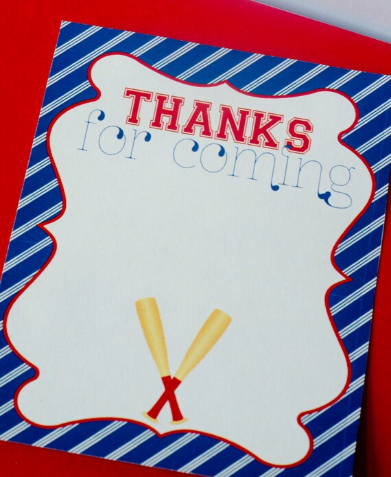 Baseball Party PRINTABLE Thank You Cards (INSTANT DOWNLOADS) from Love The Day Il_570xn