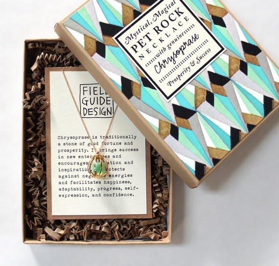 Chrysoprase Pet Rock Necklace for Prosperity and Success