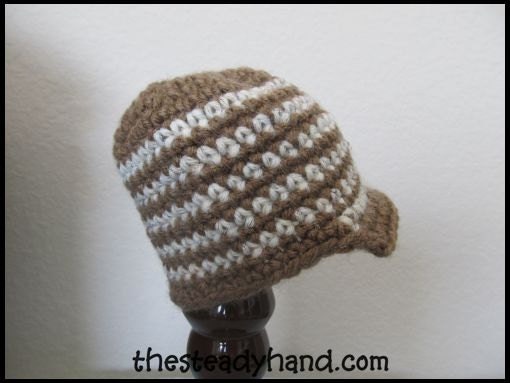 Infant Brown and White Visor Beanie (0 to 3 months) B15