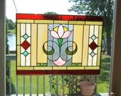 Arts and crafts stained glass window panel flower stained glass panel window hanging stained glass flower