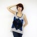Geometric Galaxy Hand Printed Sheer Tank Top Light Gray Print Top Black and Blue Print Gray Chiffon Top