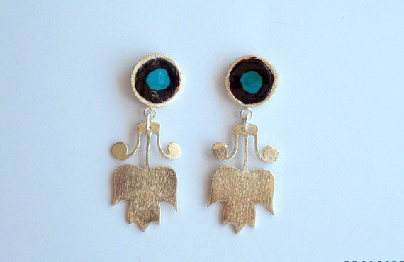 Sterling Silver Tulip Earrings -  Floral Design - Stud Dangle - Blue