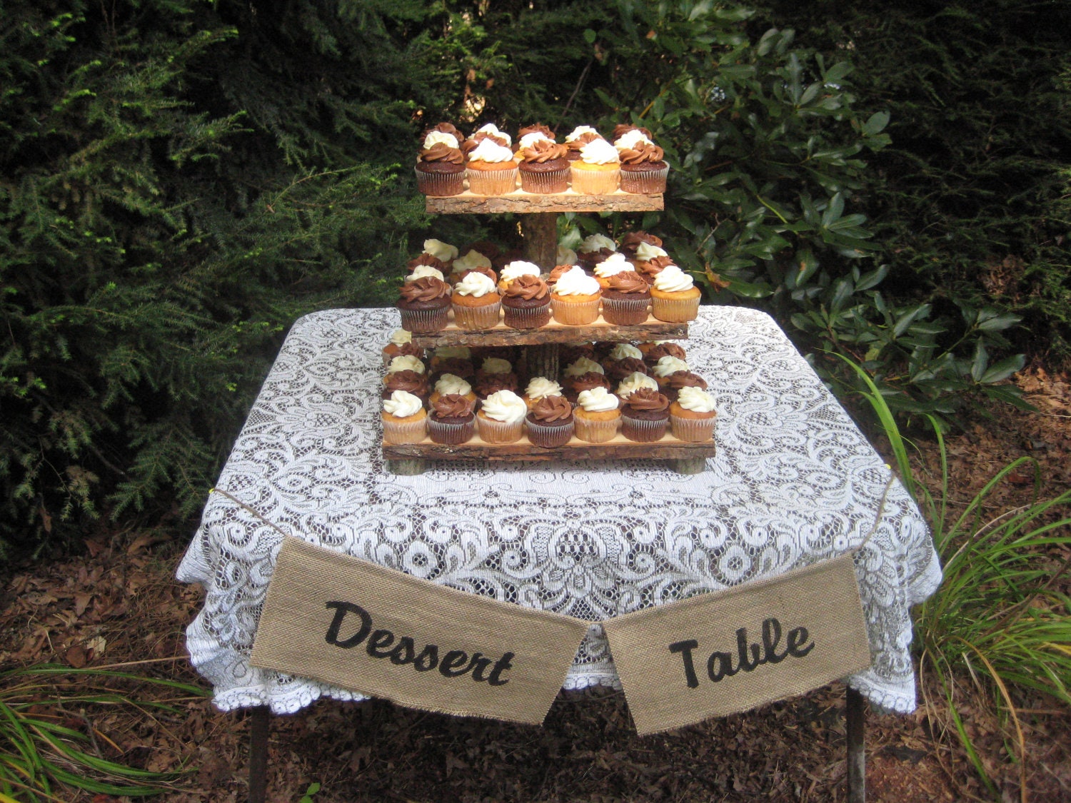 Burlap Banner Rustic Wedding Decor Dessert Table Black