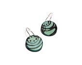 Round Dangle Earrings, Emerald Green Jewelry, Aqua Green Urban Fashion by JagnaB