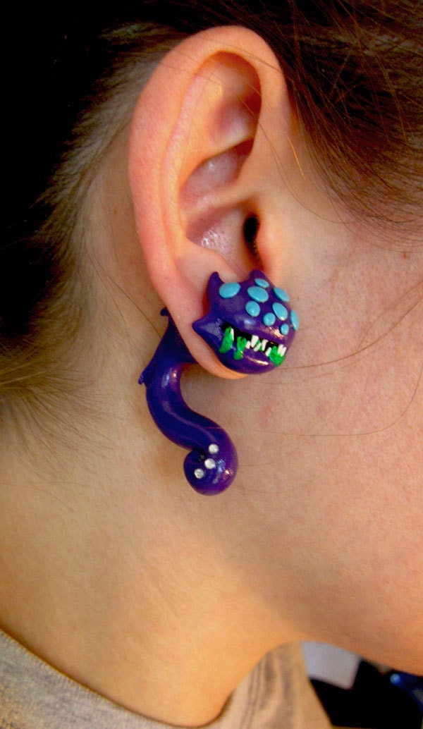Baron nashor faux gagues-plugs League of Legends, hand sculpted polymer clay, Gamer plugs,Summoner Showcase 89