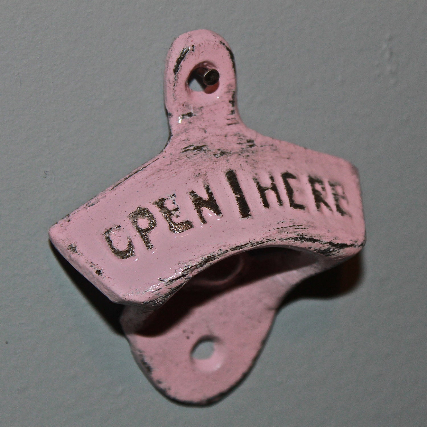Candy Pink Bottle Opener / /Cast Iron /Vintage, Retro Feel /Kitchen, Man-cave, Game Room, Patio, Hangout /Metal Wall Decor